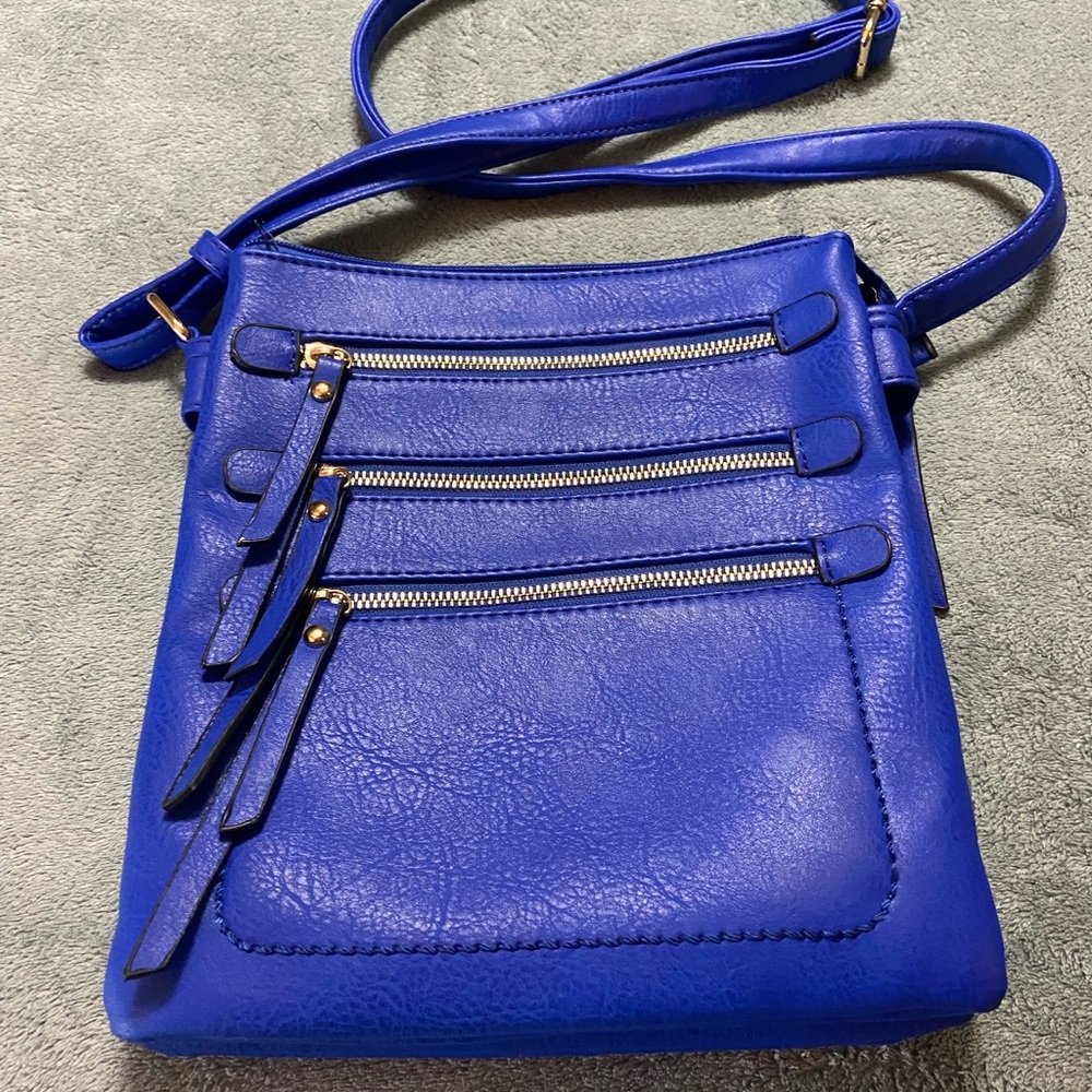 Blue leather purse